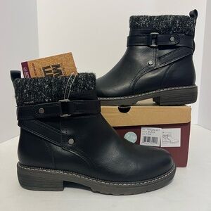 Muk Luks Black Ankle Boots with Knit Cuff